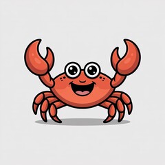 Cute cartoon crab character happy sea creature illustration for childrens books and ocean themes 
