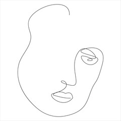 Continuous one line drawing of elegant woman face minimal female portrait line art vector