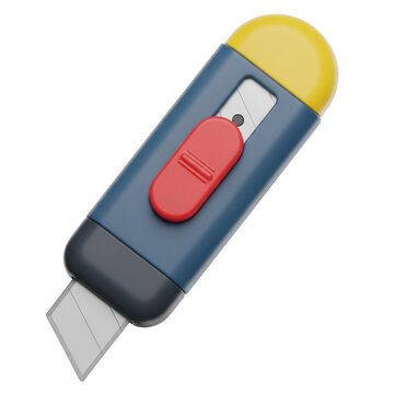 3d rendered utility knife with colorful design