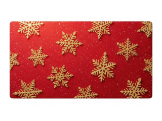 Red background with golden snowflakes isolated on transparent background