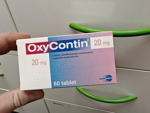 Prague,Czech Republic-14.01.2026: OxyContin by Purdue Pharma containing oxycodone is a prolonged release opioid analgesic used for management of severe chronic pain requiring continuous long term 