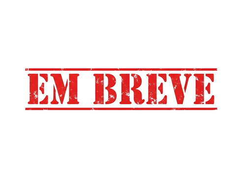 Bold red stamp text em breve isolated on transparent background