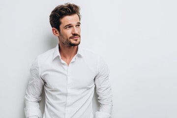 Obraz premium youthful appealing accomplished man against a white backdrop