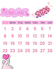 pink February calendar
