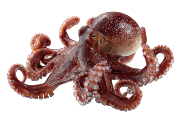 Reddish-Brown Octopus on Transparent Background for Graphic Use