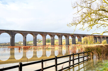 Welland Viaduct over flooded fields
