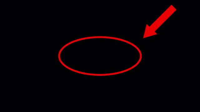 doodle red circle highlight with arrow pointing on transparent background red circle stooped with arrow in 4K animation with alpha channel