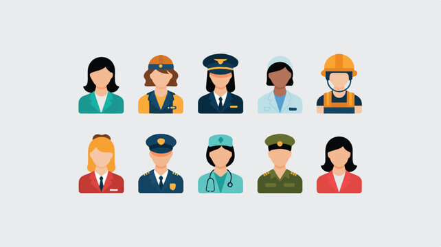 various people in different professions and uniforms
