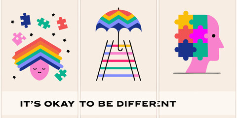 Obraz premium it s okay to be different colorful illustrations promoting individuality
