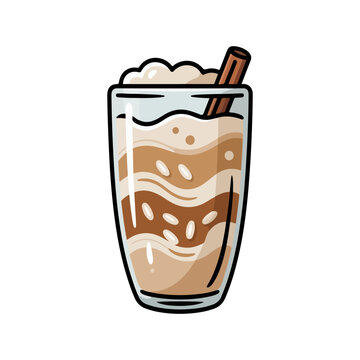 Spanish Horchata Vector Illustration of Traditional Tiger Nut Milk Drink with Cinnamon