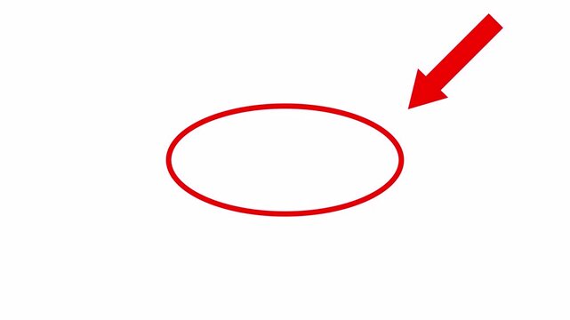 doodle red circle highlight with arrow pointing on transparent background red circle stooped with arrow in 4K animation with alpha channel