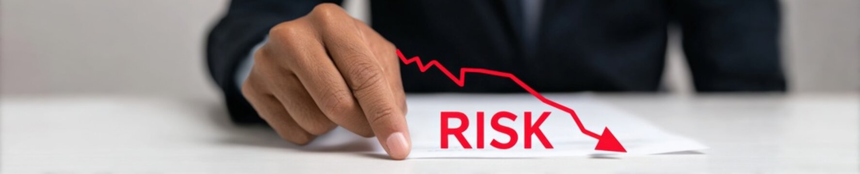 Businessman pointing at risk graph on document in office