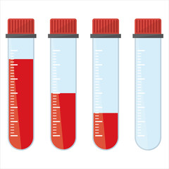 Medical Test Tubes with Blood Samples Vector Set Isolated on White Background - Laboratory and Healthcare Illustration