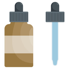 Glass Dropper Bottle and Pipette Vector - Essential Oil, Serum, and Liquid Cosmetic Packaging Illustration