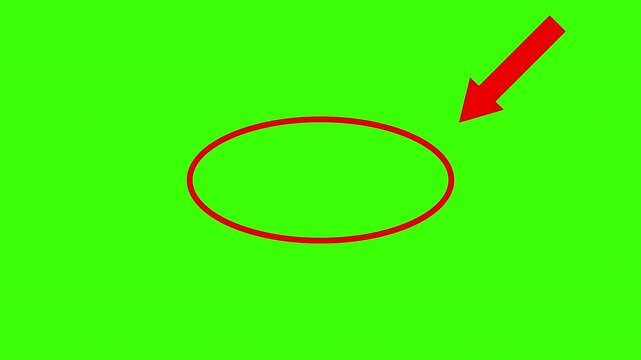 doodle red circle highlight with arrow pointing on transparent background red circle stooped with arrow in 4K animation with alpha channel