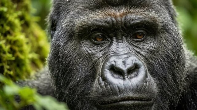 Close-up portrait of silverback gorilla