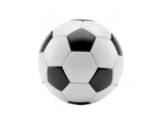 Classic black and white soccer ball isolated on transparent background