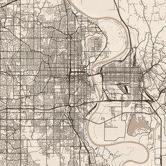 Obraz premium Omaha City Map discover the intricate web of seattle s roads with this sepia toned digital print showcasing sharp geometric lines that evoke urban precision, emphasizing refined linework.