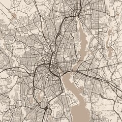 Obraz premium Providence City Map discover the s architectural heart through this refined sepia toned raster image showcasing clean lines and structured urban grids that evoke a timeless blueprint character.