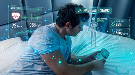 Health monitoring at night with wearable device and data display