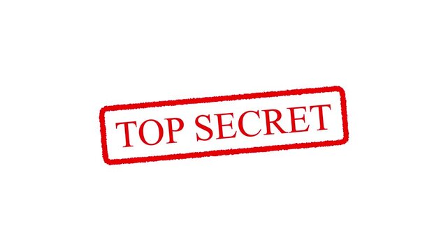 Vintage top secret file folder with bold red stamp, aged papers, and retro espionage aesthetic. Motion graphics of document concept.