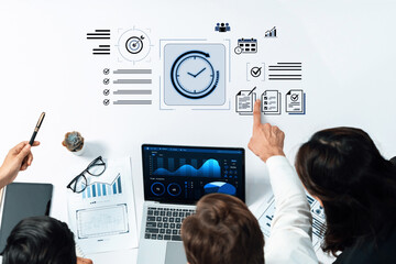 Concept of time management and productivity. Using tools like calendars and checklists to schedule tasks, set goals, and meet project deadlines for business efficiency. Fermion