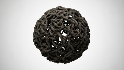 Dark Green Woven Ball on White Background.