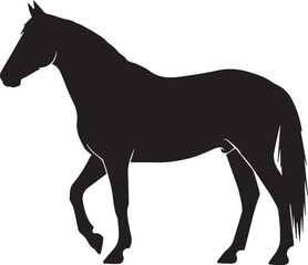 Fototapeta premium a black silhouette of a horse standing on a white background