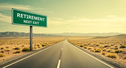 Naklejka premium Retirement Road Sign in Desert
