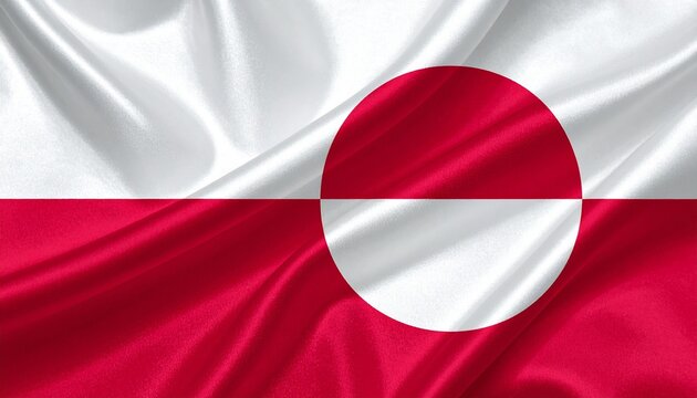 Close-Up of the Greenland National Flag with Rippling Silk Fabric Texture