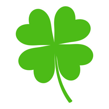 Four leaf clover isolated on transparent background. Hand drawn vector illustration. Saint Patrick Day celebration, traditional Irish holiday design element, clip art, symbol