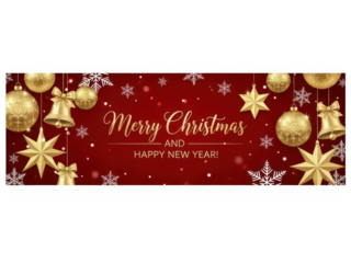 Elegant christmas and new year greeting isolated on transparent background
