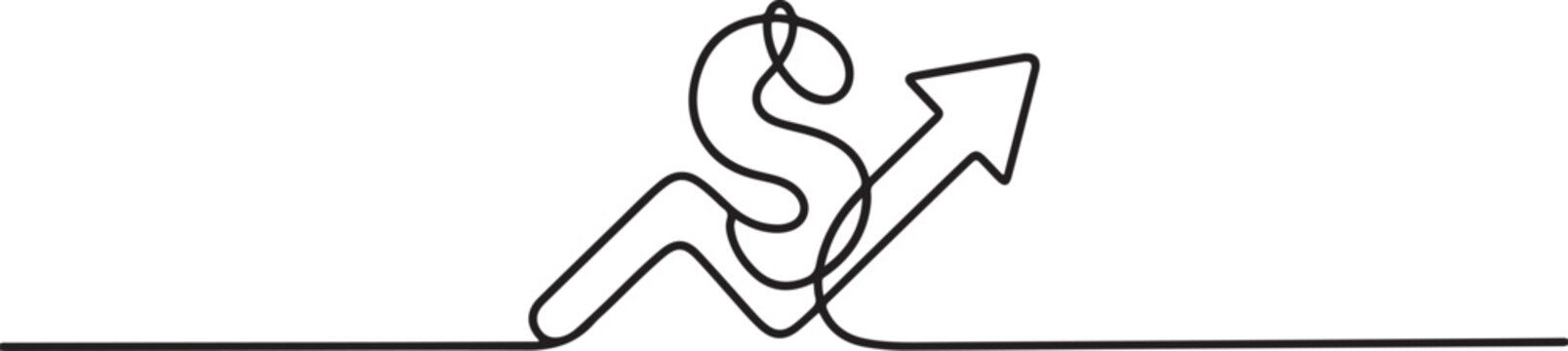 Continuous Line Drawing of Investment Icon. Hand Drawn Symbol Vector Illustration, one line Art icon drawing vector