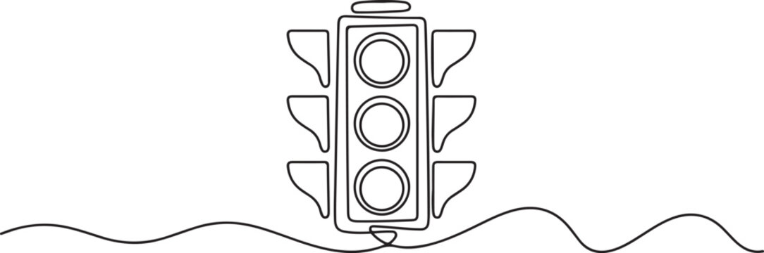 Continuous editable drawing of traffic light. One line drawing background. one line Art icon drawing vector