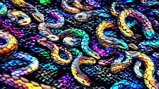 Vibrant Abstract Snake Pattern: A Mesmerizing Display of Colorful Reptilian Designs