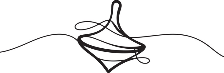 Fototapeta premium Vector continuous one single line drawing icon of toy top spinning in silhouette sketch on white background. one line Art icon drawing vector