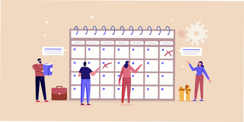 Planning and scheduling people interacting with a large wall calendar