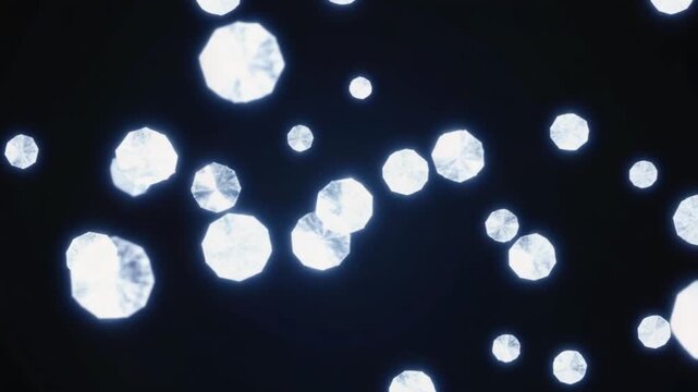 Sparkling diamond shapes float and shimmer against a dark background, suggesting luxury, wealth, and preciousness.