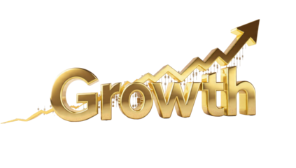 Golden growth symbol with arrow