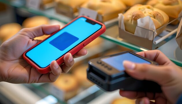 Mobile Payment at Bakery Counter.