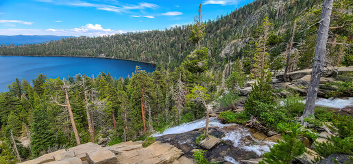 Cascade Waterfalls with Cascade Lake in the background.