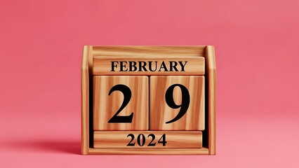 Wooden calendar displaying february 29, 2024