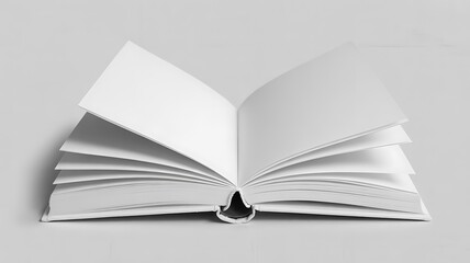 Open Blank White Page Book Mockup on Grey | Customizable Content Display Template