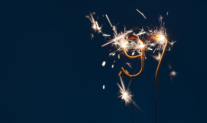 97 celebration festive background made with Bengal fires in the form of number Ninety seven.