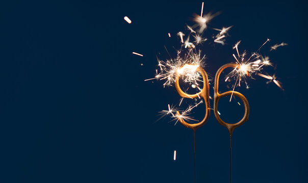 96 celebration festive background made with Bengal fires in the form of number Ninety six.