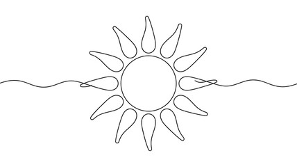 Radiant One Line Sun Art - Warmth, Energy & Minimalist Summer Icon Design