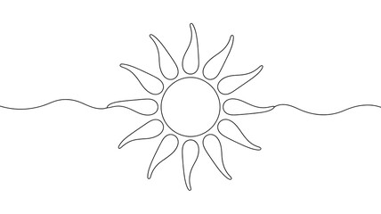 Radiant One Line Sun Art - Warmth, Energy & Minimalist Summer Icon Design