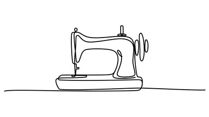 Sewing Machine Single Line Art - Modern Craft Illustration