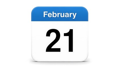 Fototapeta premium displays a calendar icon highlighting the date February 21.