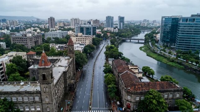 pune metropolitan city aerial landscape india video